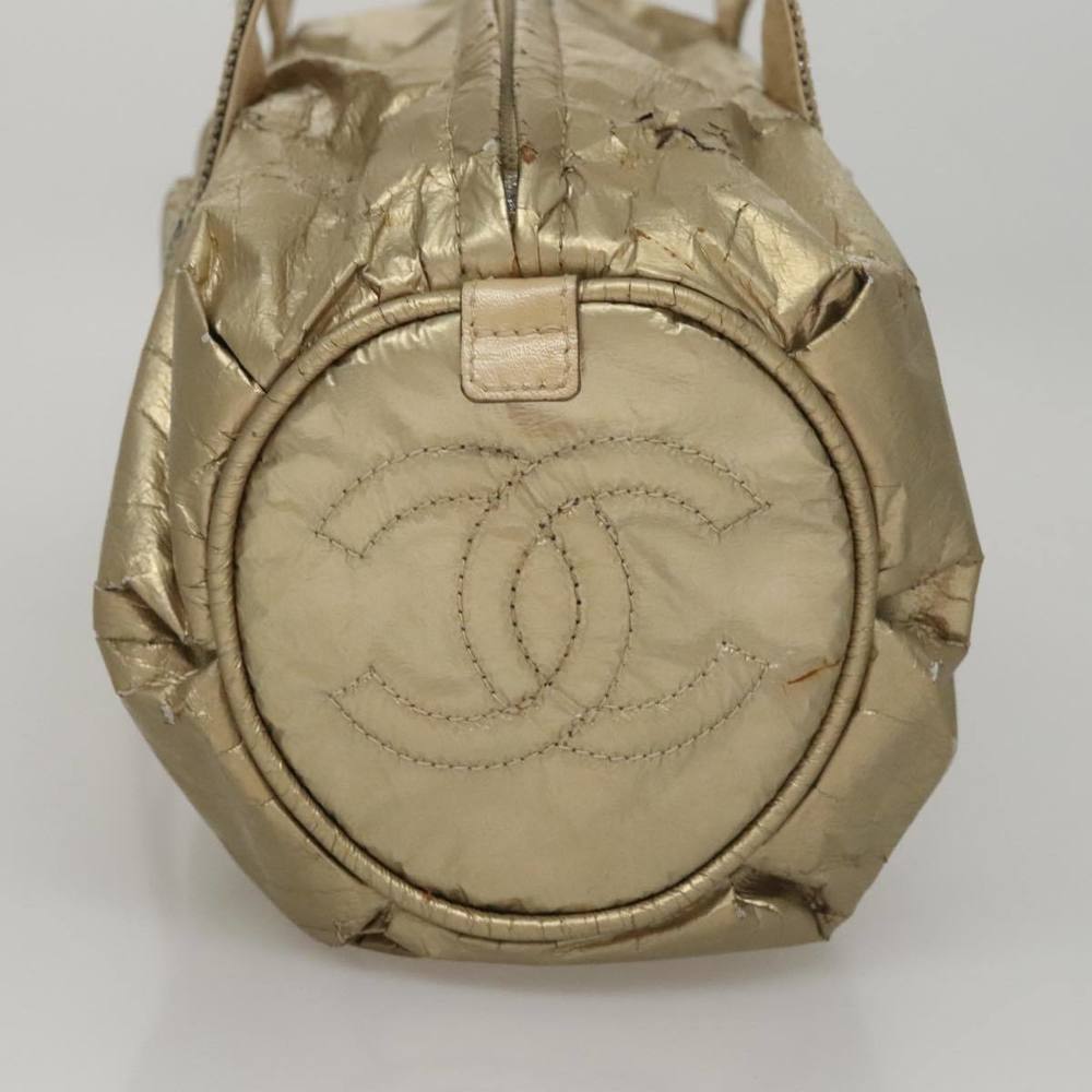 CHANEL Hand Bag Coated Canvas Gold Tone CC Auth 107865 - Picture 5 of 16